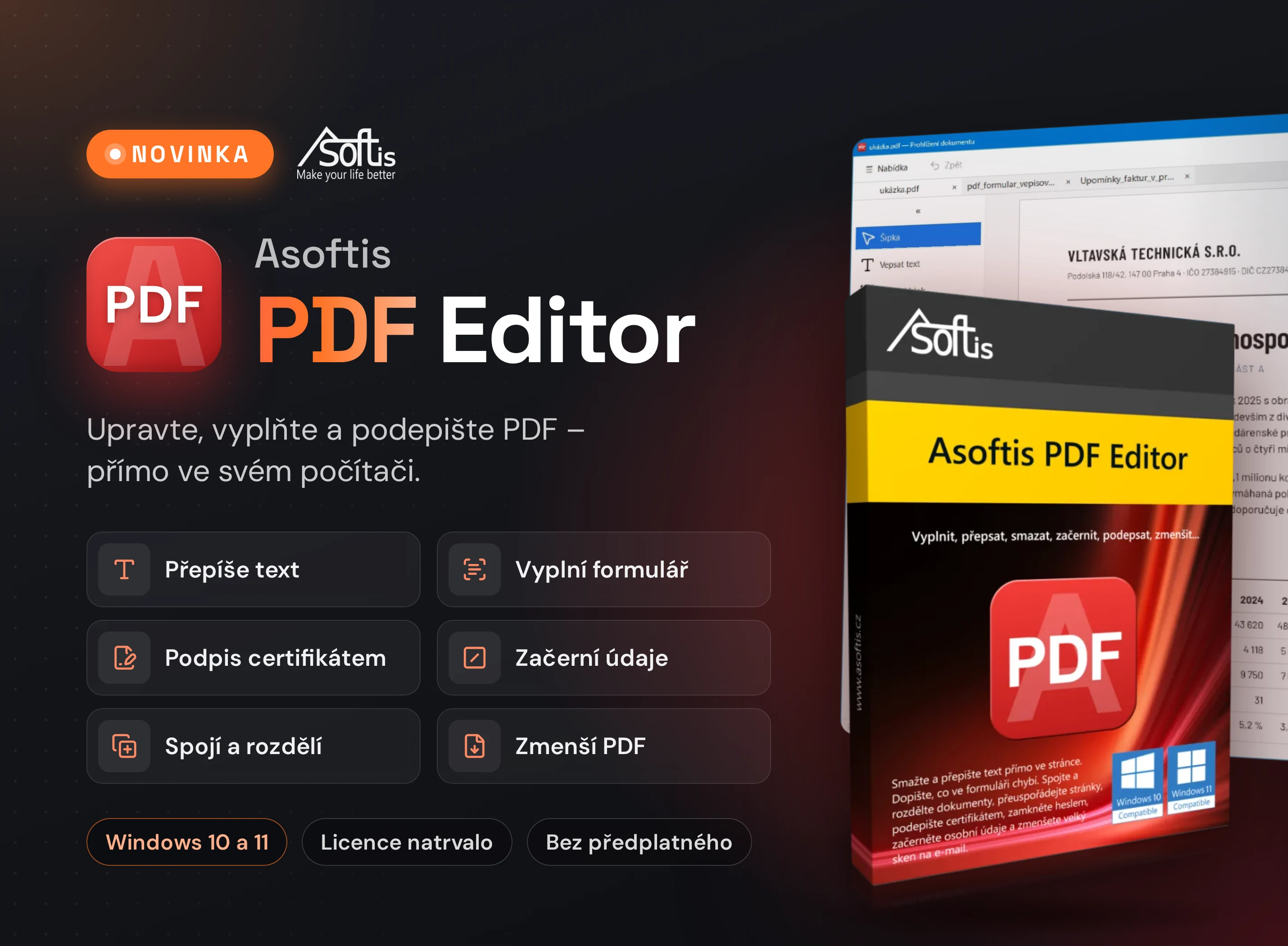 Vydali jsme Asoftis PDF Editor – úprava, vyplnění a podpis PDF